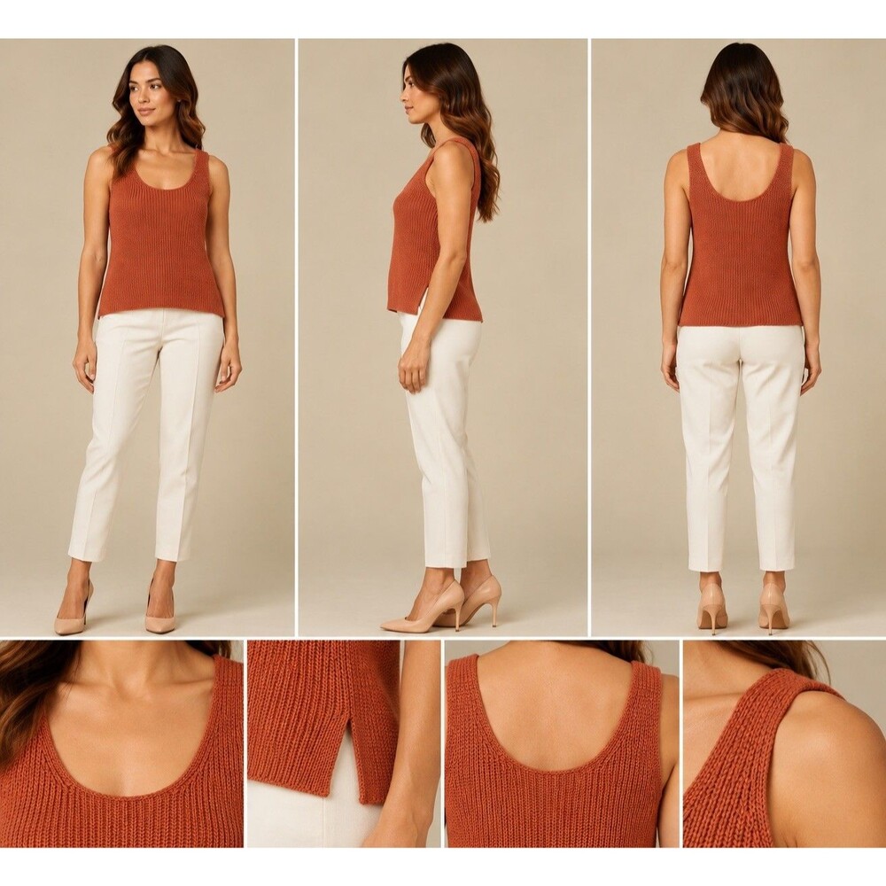 NWOT Ann Taylor LOFT Sienna Rust Scoop Neck Sleeveless Sweater Tank Large
